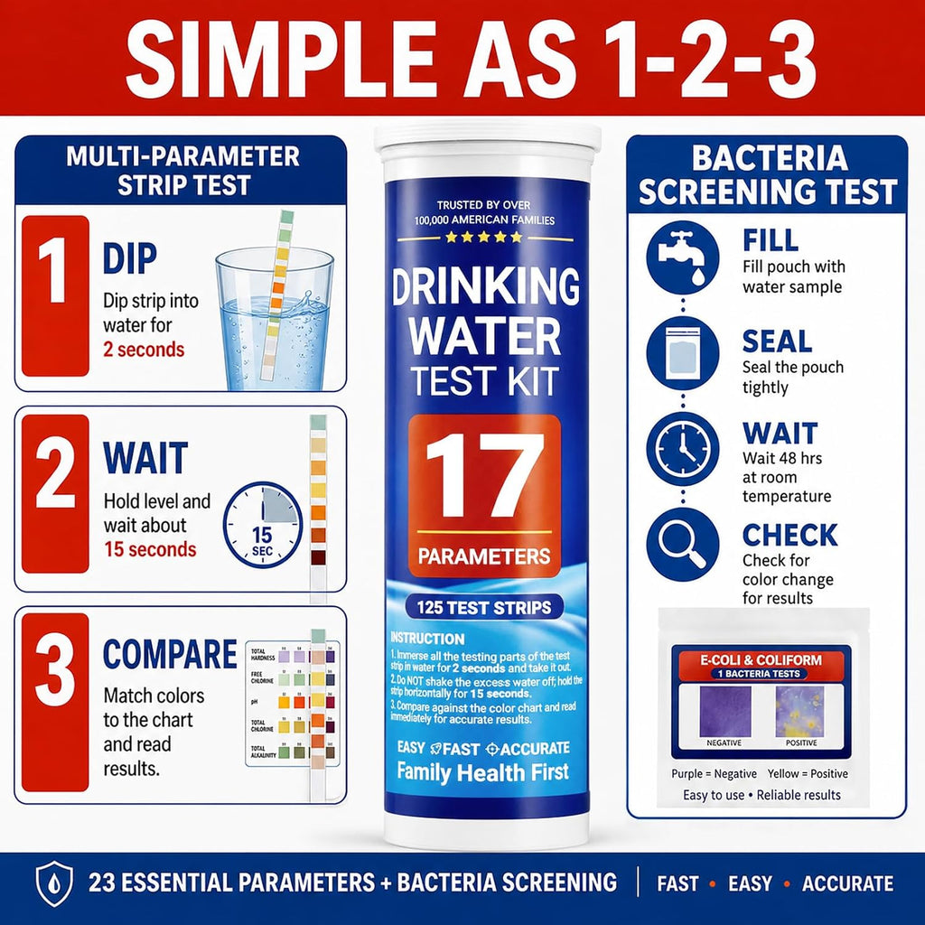 Water Test Kit for Drinking Water, 23-in-1 Water Test Strips for Tap & Well Water, Tests Hardness, Lead, Iron