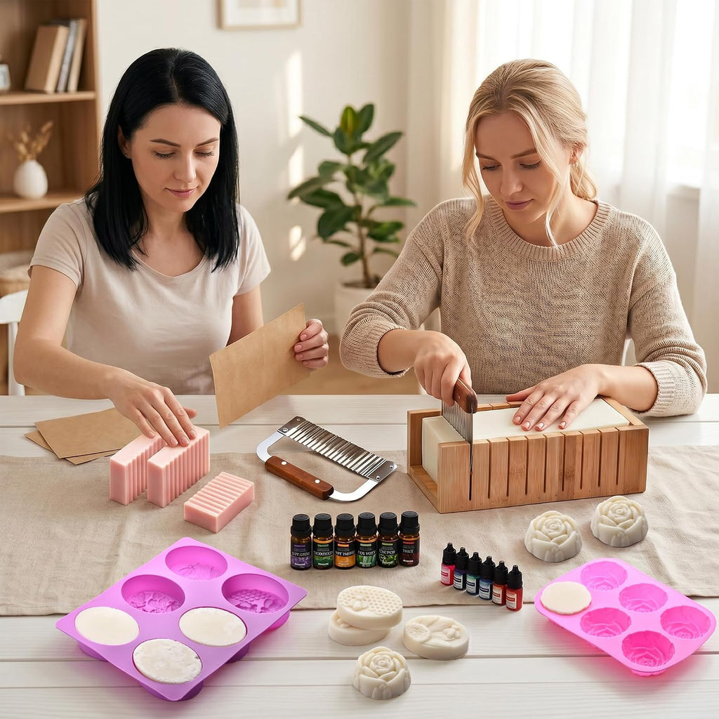 Soap Making Kit for Adults All-in-One Soap Making Supplies Includes Melt & Pour Goat Milk Soap Base, Silicone Loaf