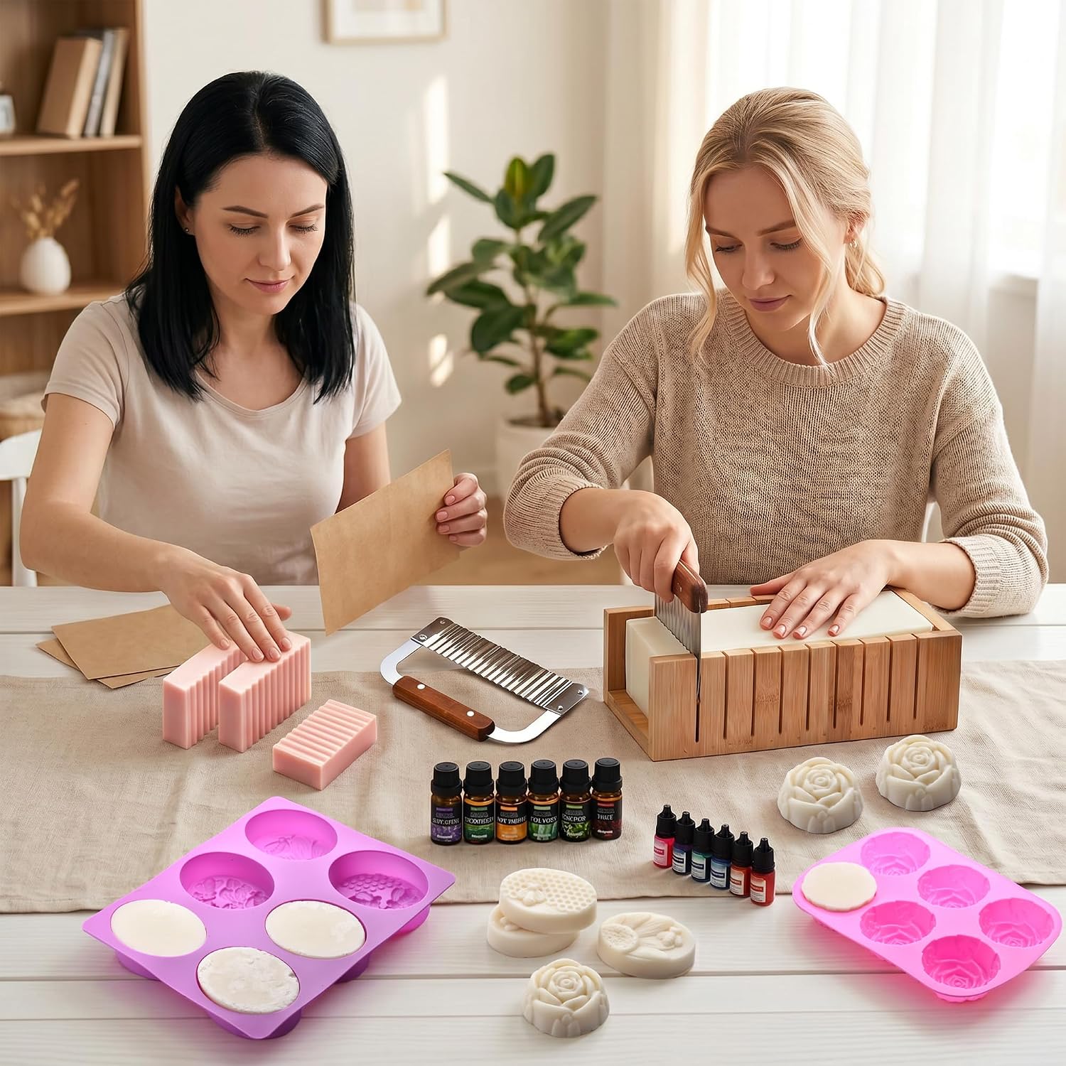 Soap Making Kit for Adults All-in-One Soap Making Supplies Includes Melt & Pour Goat Milk Soap Base, Silicone Loaf