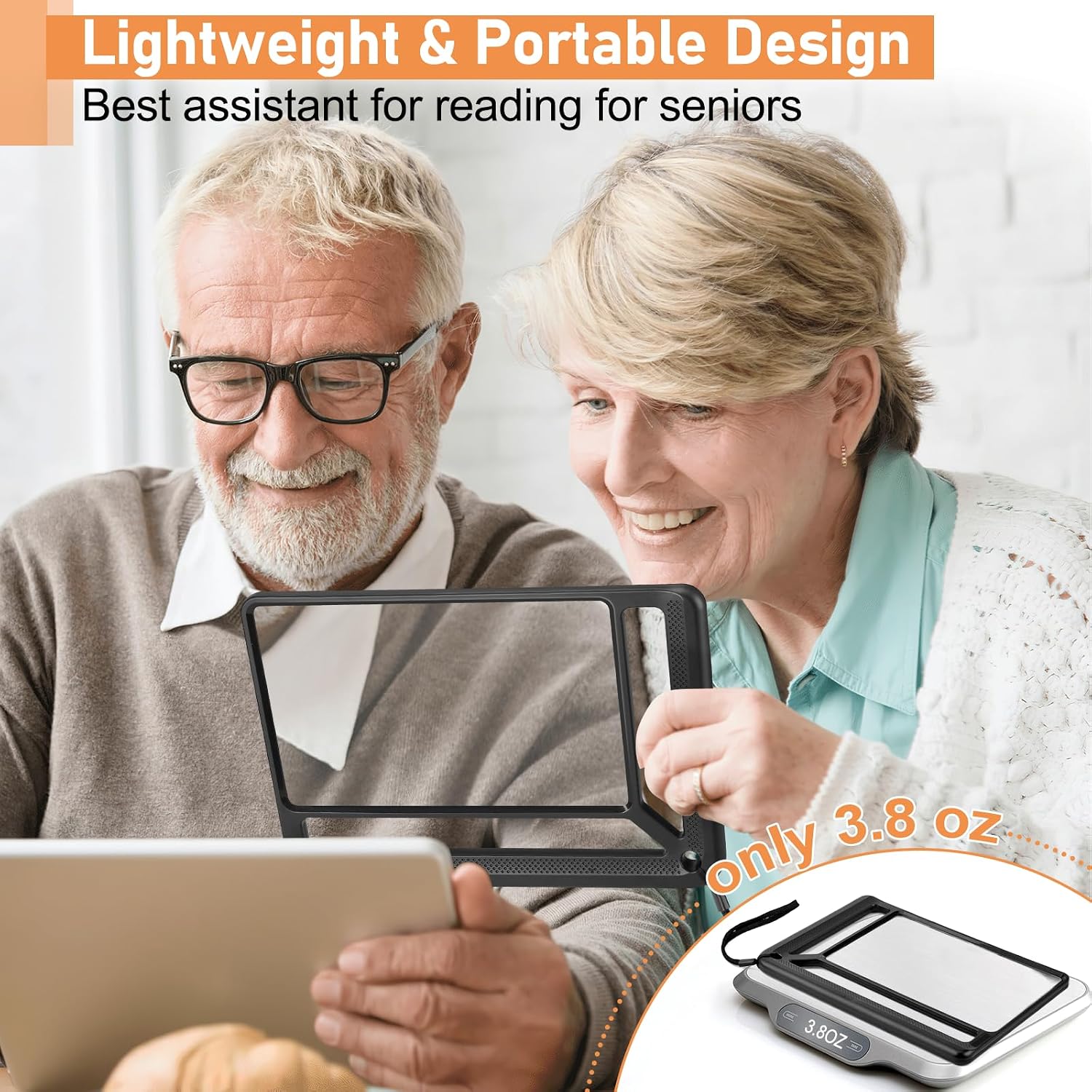 5X Full Page Magnifying Glass for Reading, Lightweight Rectangular Magnifier Provides Large Book Page Viewing Area