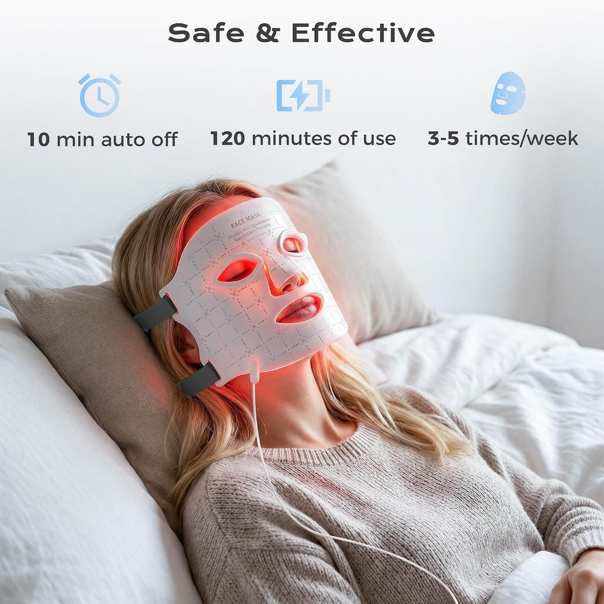 FDA-Cleared LED Light Therapy Mask, 7-Color Red Light Therapy for Face Anti-Aging, Wrinkle Reduction & Acne