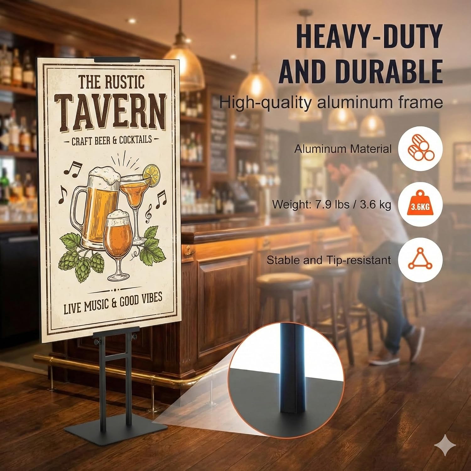 Poster Stand, Adjustable Height Up to 75", Double-Sided Heavy Duty Pedestal Sign Holder, Floor Standing Sign Holder