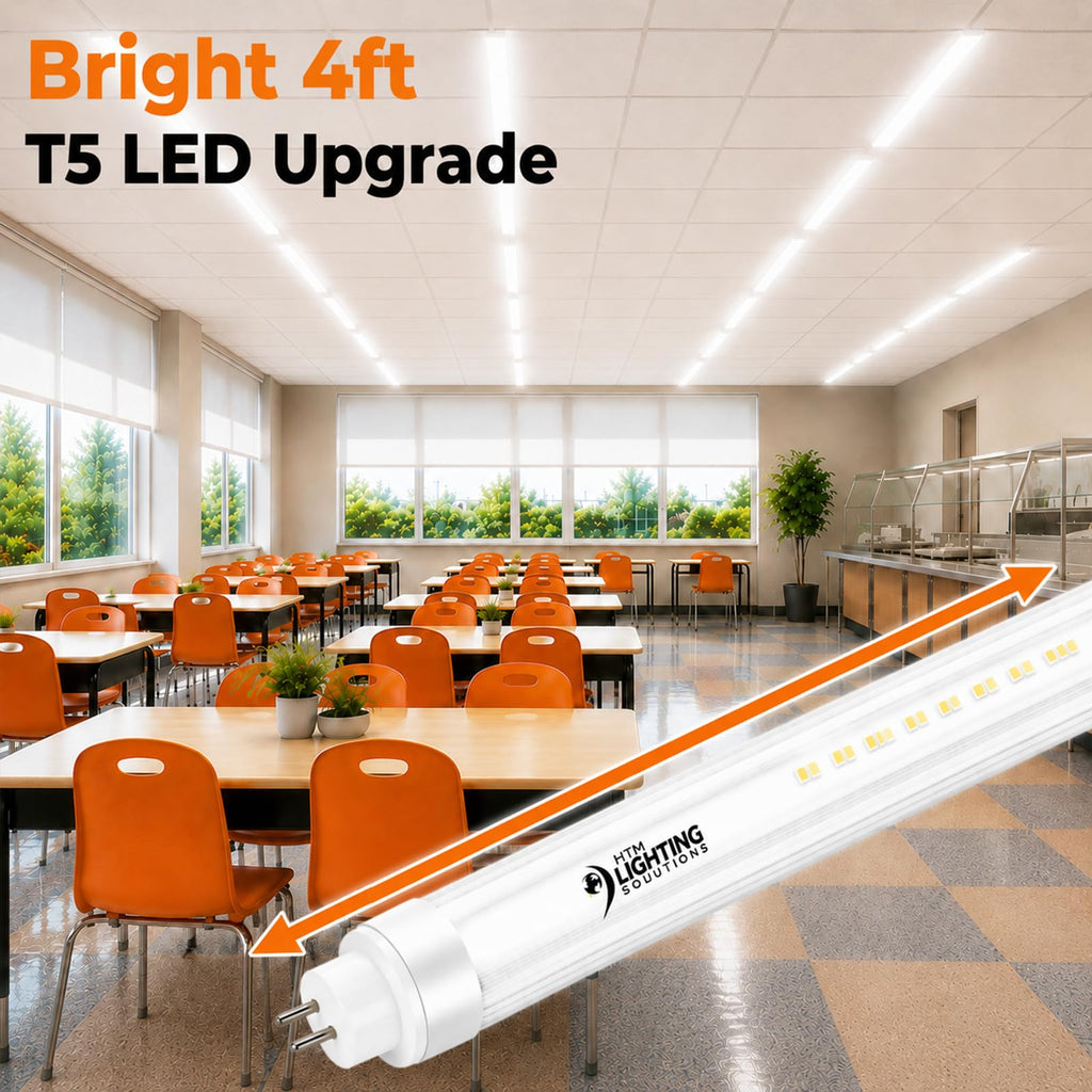 4ft 24W T5 High Output LED Tube Light, 5000K (Cool White), Clear Lens