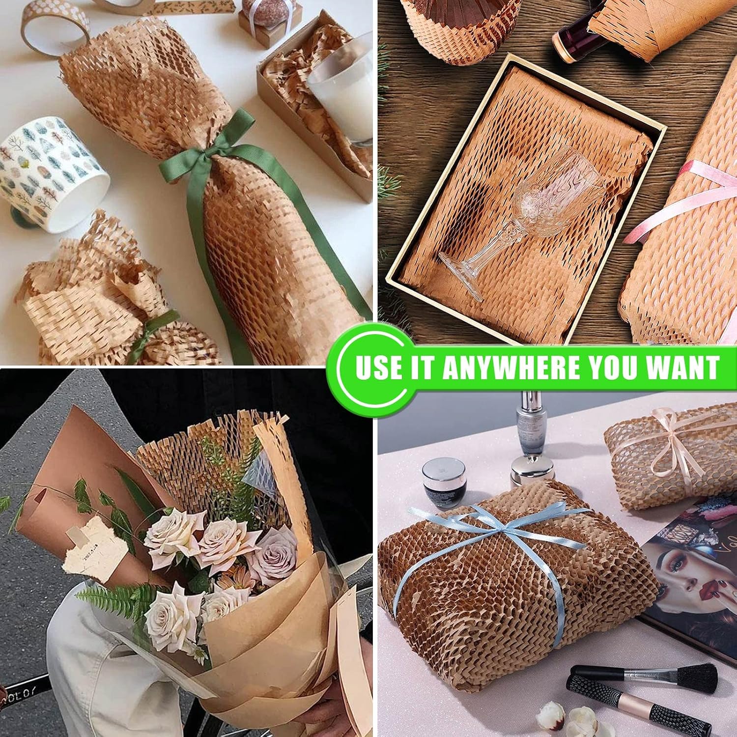 Honeycomb Packing Paper, MINHAO 15"x230' Eco Friendly Packing Paper for Moving Recyclable Honeycomb Paper Moving