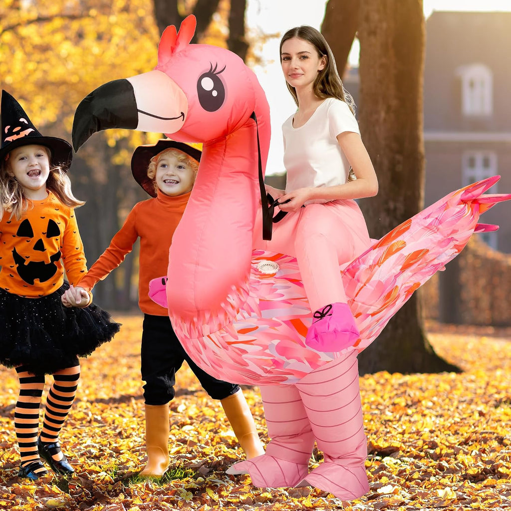 Halloween Inflatable Costume Adult,Blow Up Ride On Flamingo Suit Men Women