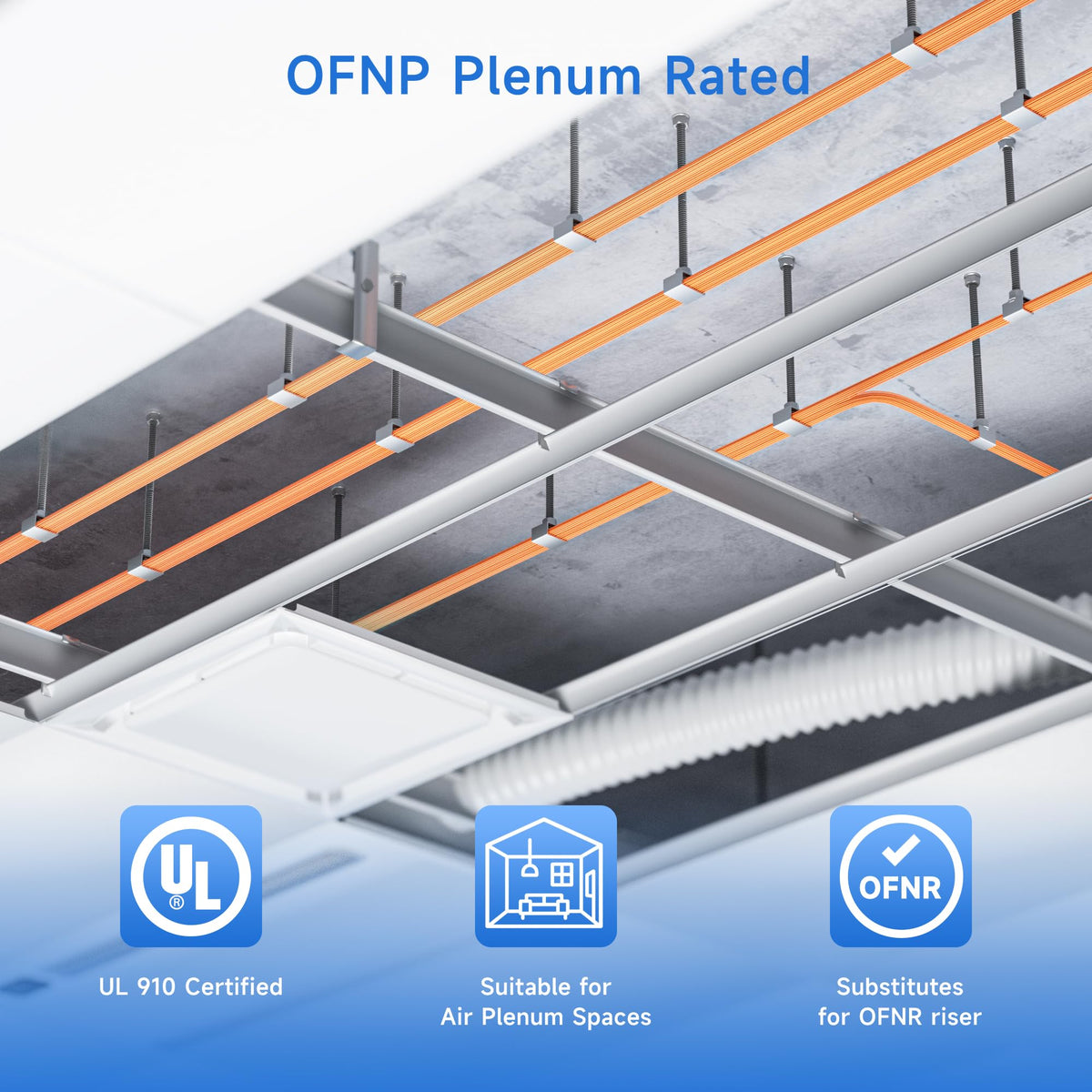 10Gb OM1 SC to LC Plenum Fiber Optic Cable, 9.8ft / 3m