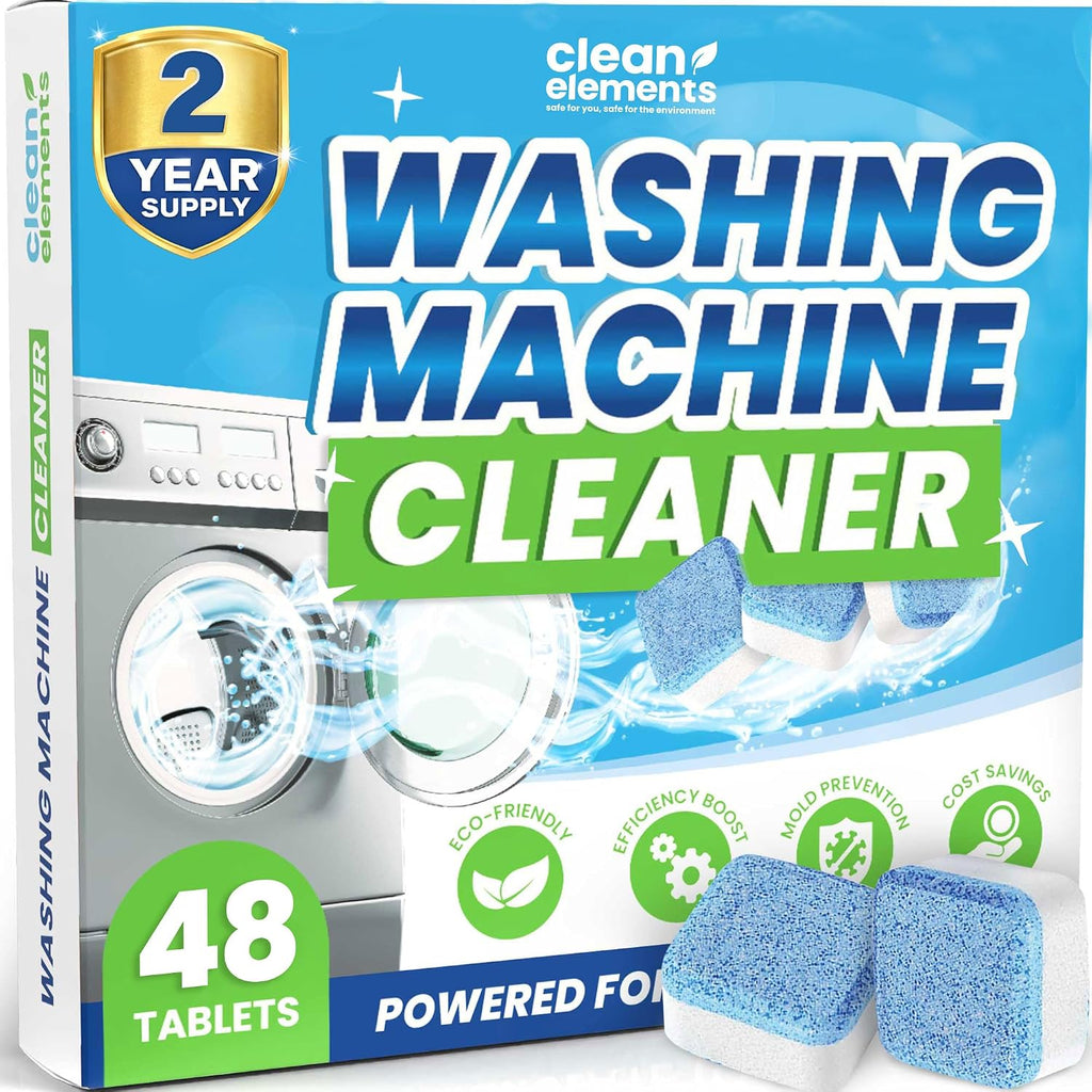Washing Machine Cleaner & Descaler Tablets, HE Washer Deep Cleaning, 48 Ct