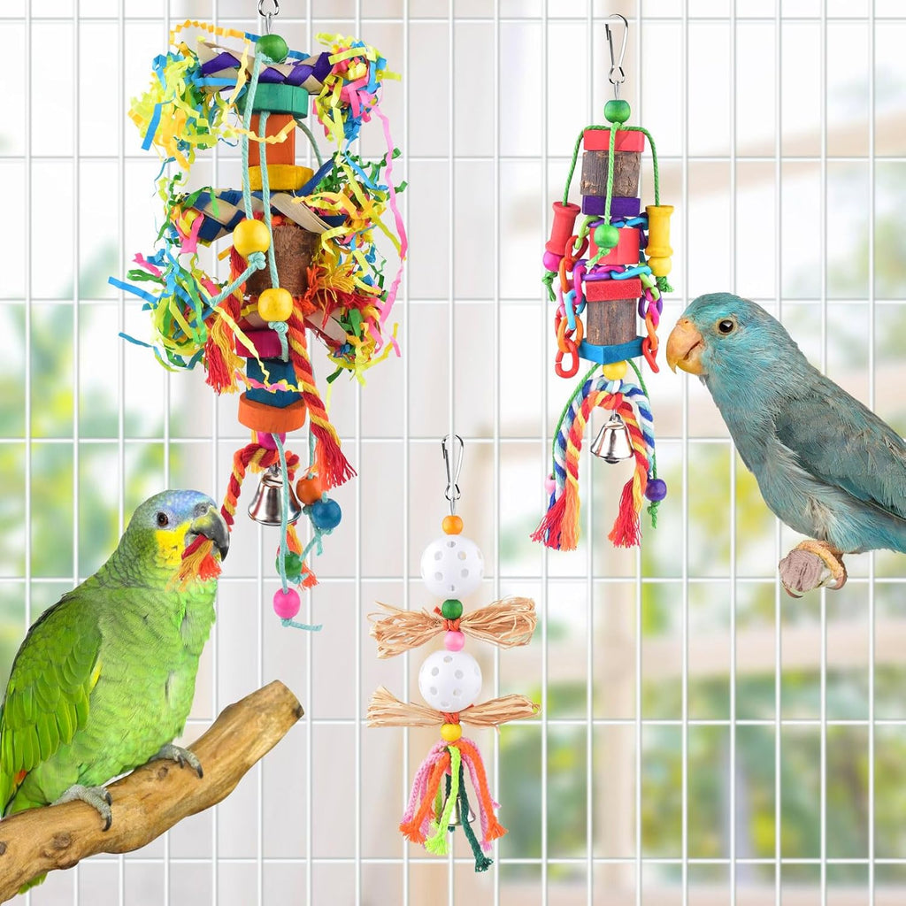 Bird Toys, Parakeet Swing Parrot Ladder Cockatiel Perch Conure Hanging Bell Toys for Parakeet Conure Cockatiel Mynah