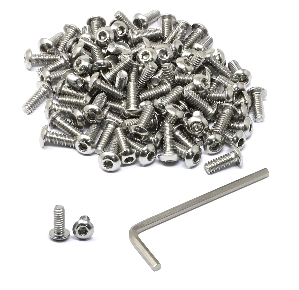 iexcell 100 Pcs #10-24 x 1/2" Stainless Steel 304 Hex Socket Button Head Cap Screws Bolts Kit