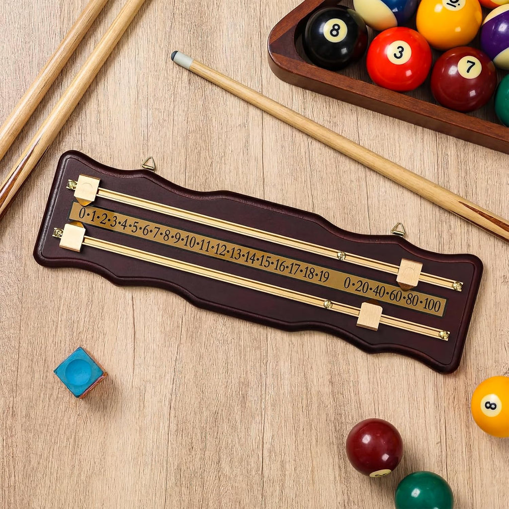 Wooden Billiard Game Scorer 2 Track Wall-Mounted Snooker Billiard Score Board Shuffleboard Scoreboard Classic Snooker