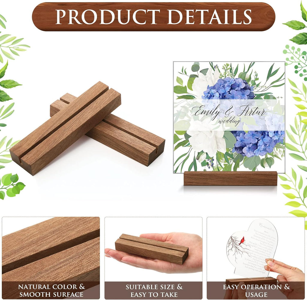 24 Pcs Rustic Wood Table Number Holders for Wedding | 4.5'' Wooden Place Card Holders for 5x7 Table Numbers, Menu and