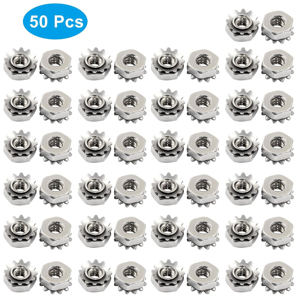 Waziaqoc #6-32 K-Lock Nuts, Stainless Steel Hex Nut, 50Pcs