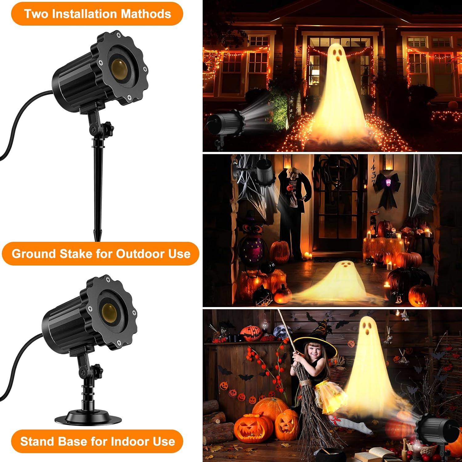 Halloween Projector Lights Outdoor,3D Dynamic Ghost Decorations Light,2026 Upgraded Clearer Ghost HD Patterns,Night