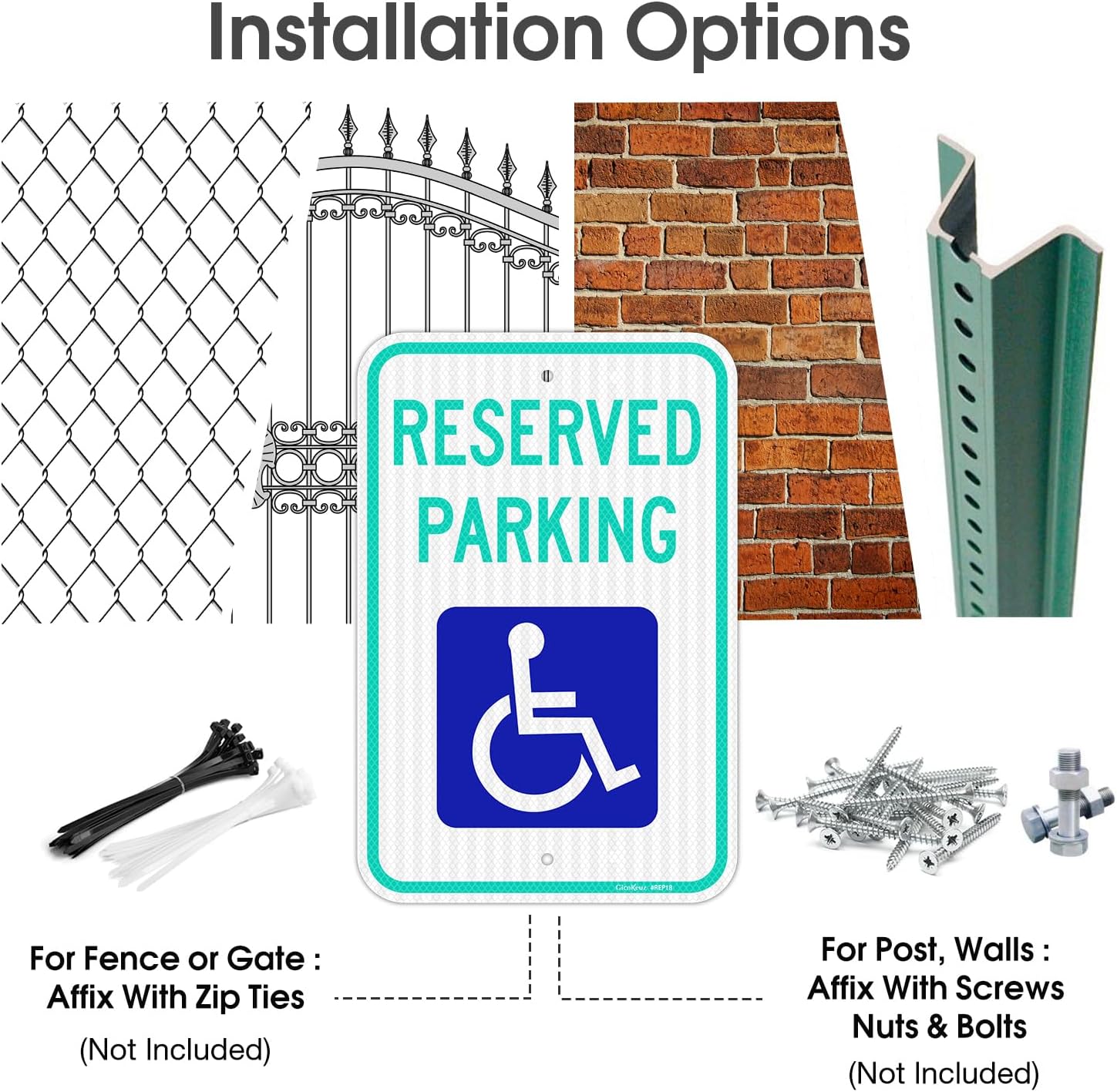 Reserved Parking Sign, 12" x 18" Handicap Parking Sign with ADA Accessibility Symbo, Engineer Grade Reflective