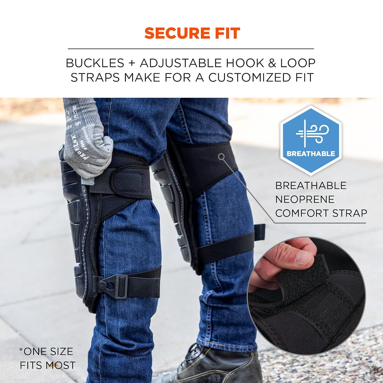 18442 ProFlex 342 Professional Knee Pads, Protective Extra Long Cap, Injected Gel Padded Technology, Adjustable