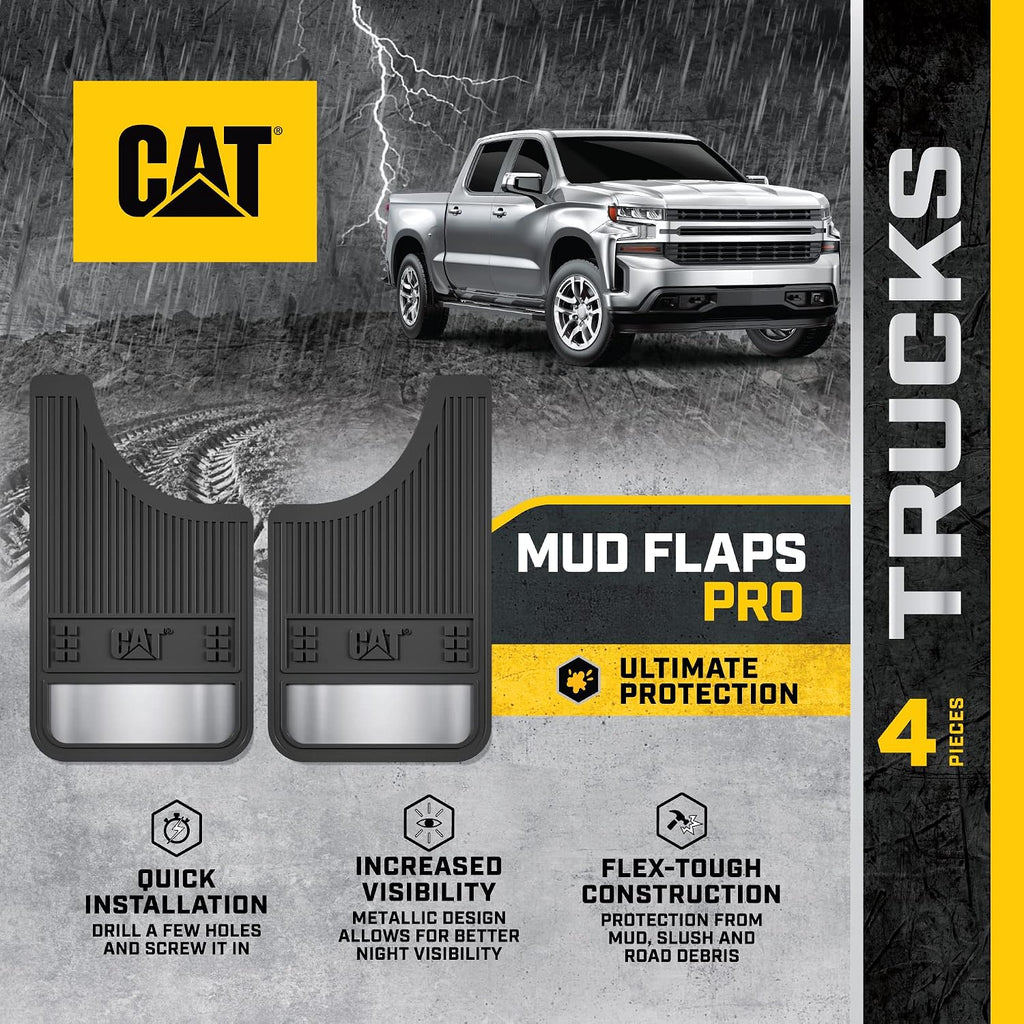 erpillar Heavy Duty Splash Guards Pro Mud Flaps Fenders - Ultra Tough Dirt/Slush Protection with Night Reflectors