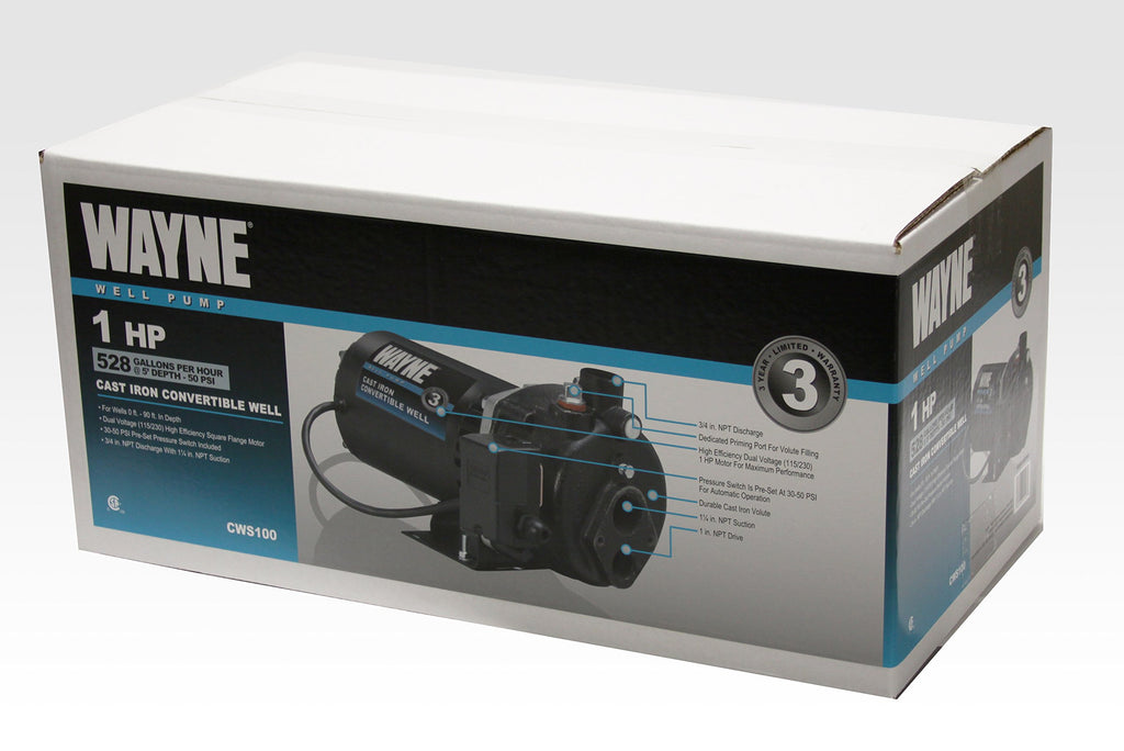 Wayne CWS100 Convertible Well Pump, 1 HP