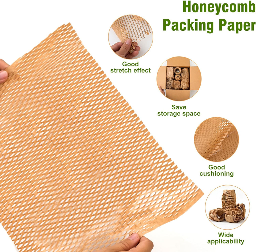 Honeycomb Packing Paper 15" Width X 300 FT for Moving Glass Dishes Recyclable Wrapping Paper Bubble Wrap Packing