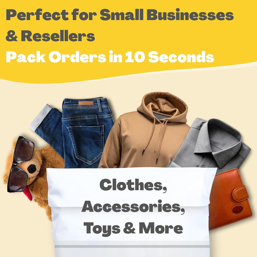 Shipping Bags (12 Pack) with Label Pouch - 14x18 & 18x24 - Poly Mailers for Clothes, Self-Seal Plastic Mailing