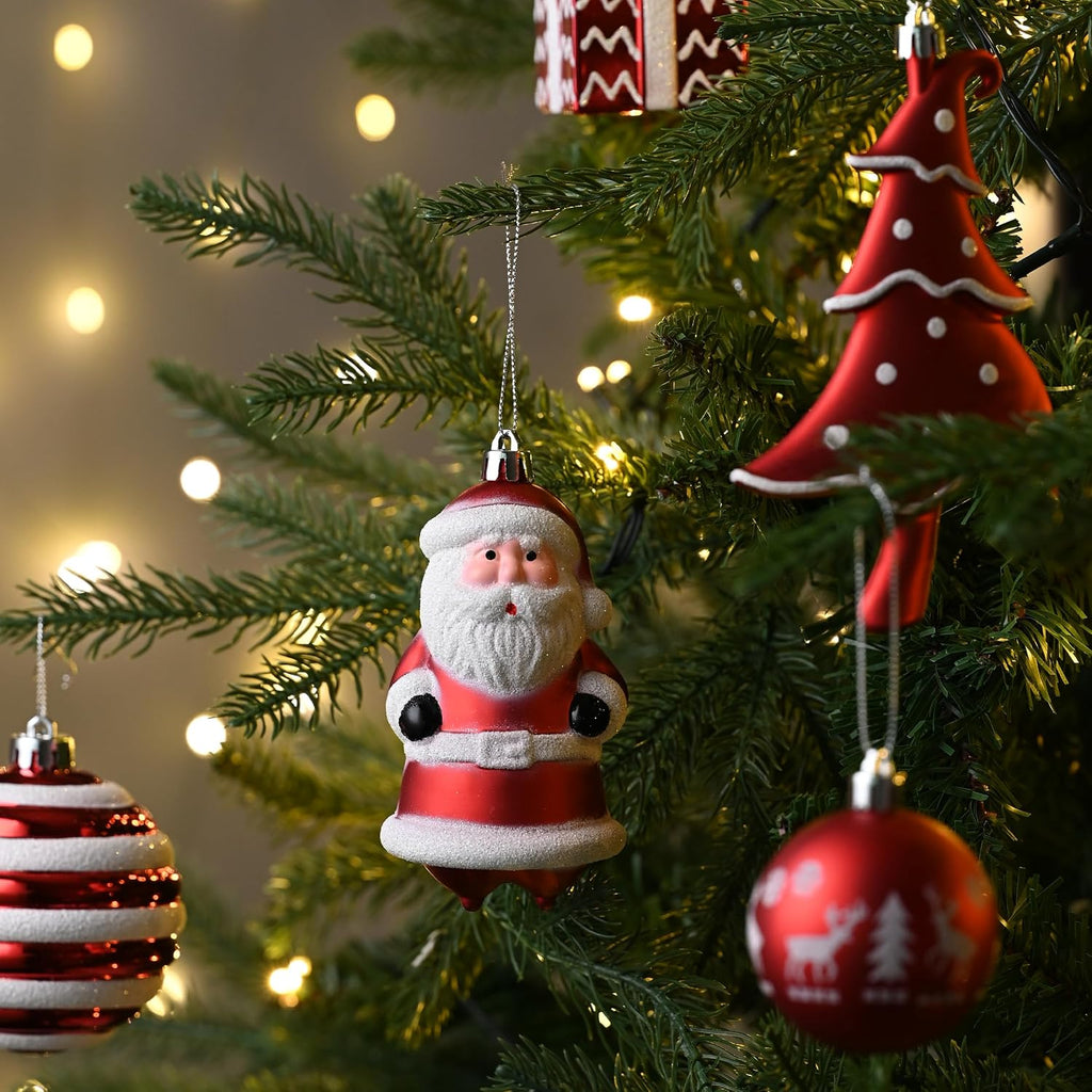 Christmas Tree Ornaments Set, 155ct Red and White Shatterproof Christmas Tree Decorations Bulk, Variety Traditional