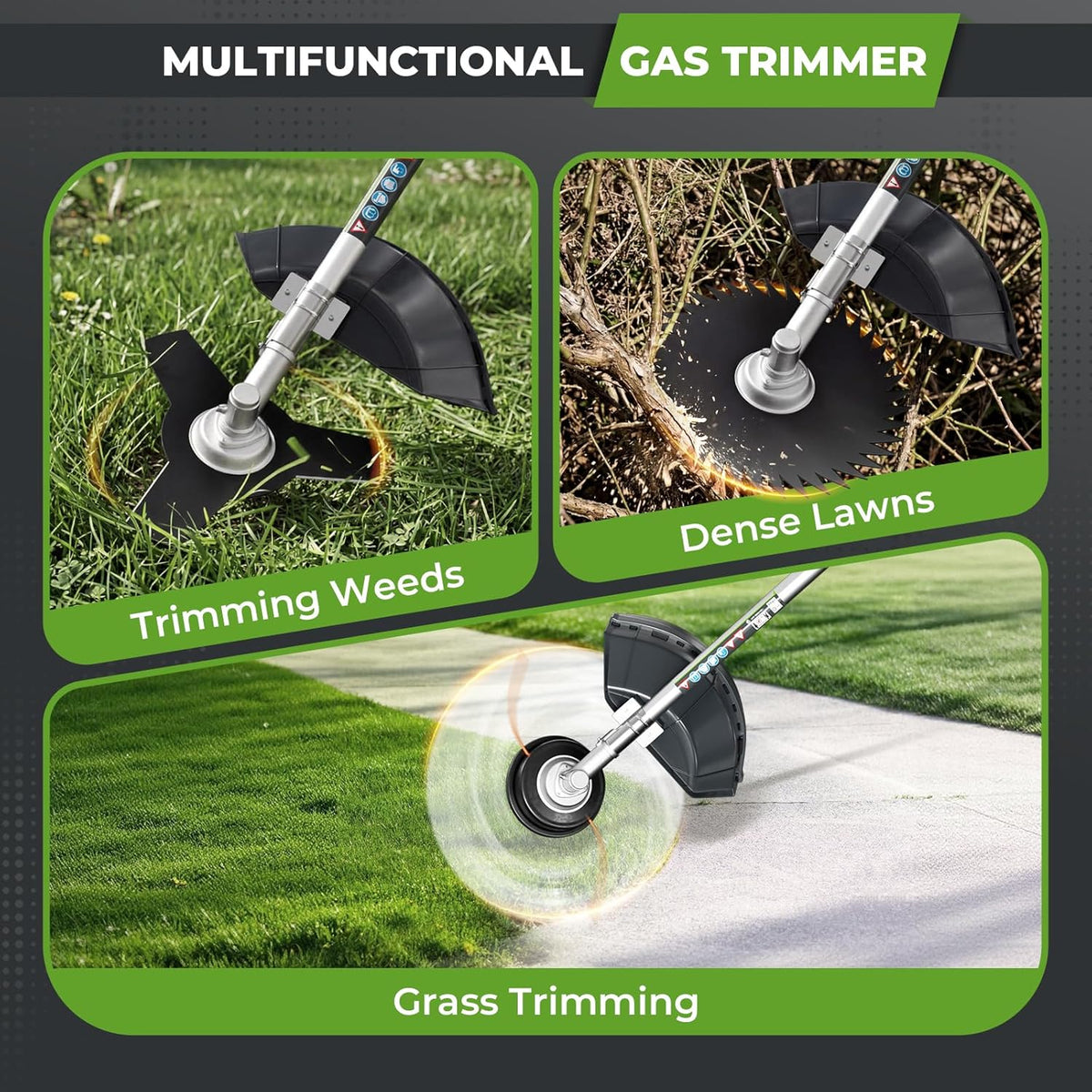 36CC Gas Powered Weed Wacker 3-in-1, 2-Stroke Gas Powered Weed Eater String Trimmer, Brush Cutter 3/40-Tooth Blade