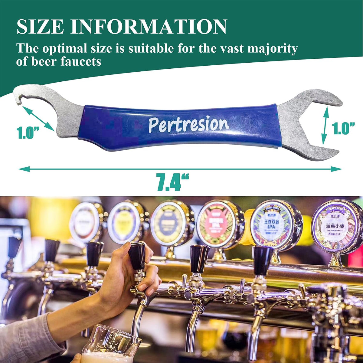 2-Pack Heavy Duty 304 Stainless Steel Beer Faucet Wrench- Dual Head Hex Nut & Spanner Draft Beer Tap Wrench for Keg