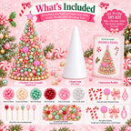 Beaded Christmas Tree Kit, Pink Lollipop