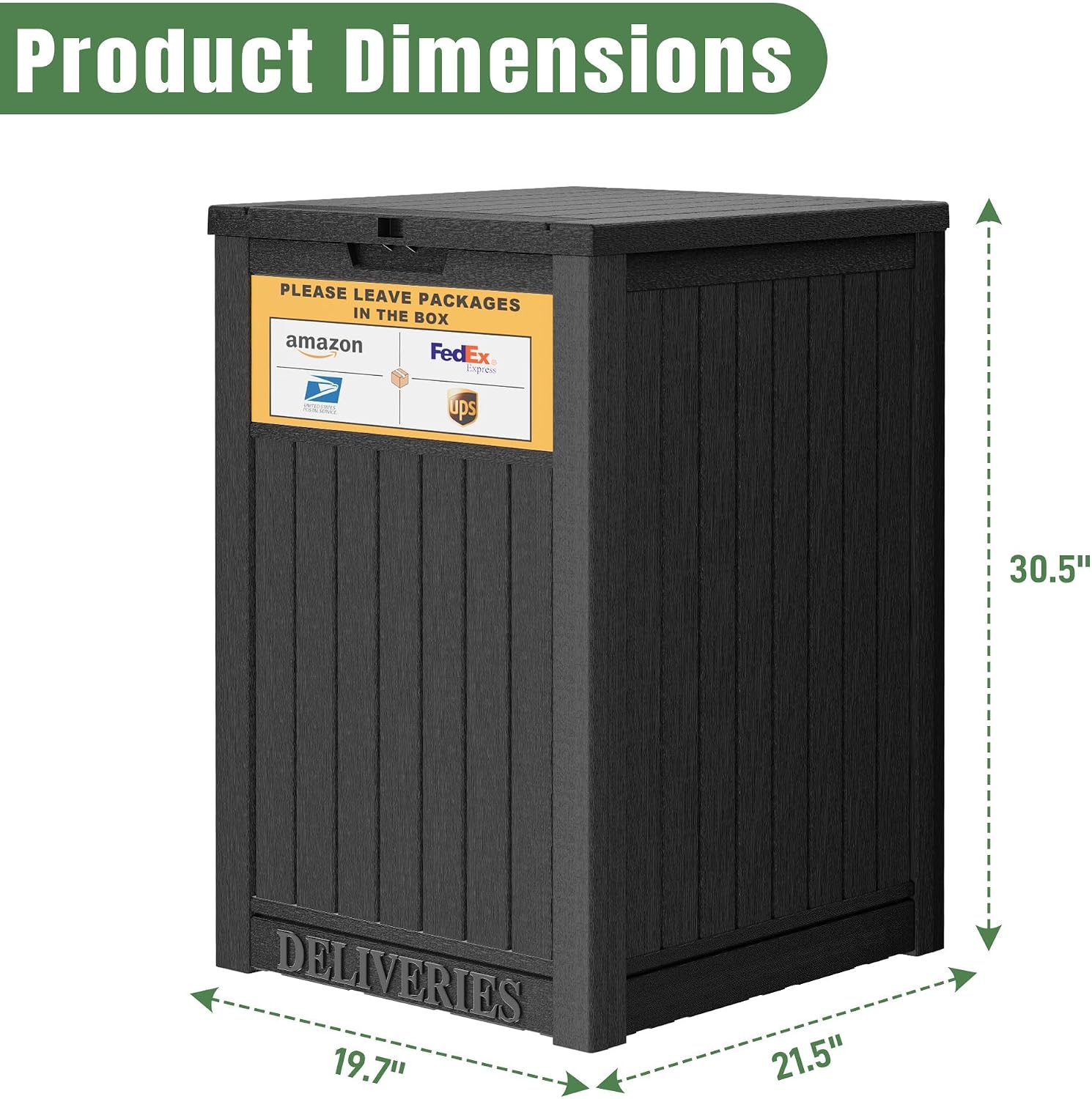 Package Delivery Box for Outside with Sign, Secure Lockable Waterproof Package Delivery Container, Resin Deck Box for