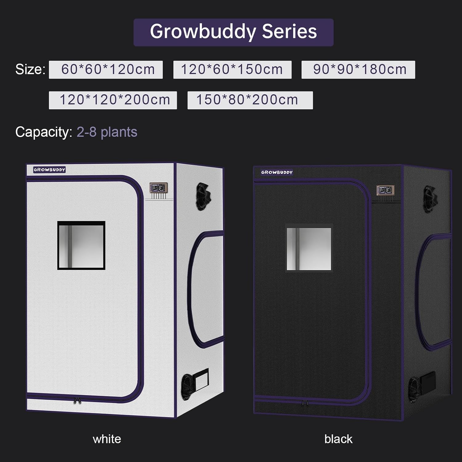 Grow Tent, Black 48“X48 X80 High Reflective Mylar Canvas with Observation Window and Floor Tray for Hydroponic Indoor