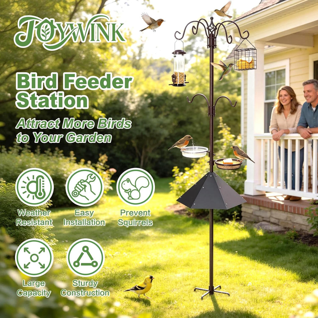 83" Squirrel Proof Bird Feeder Pole Kit with Metal Baffle