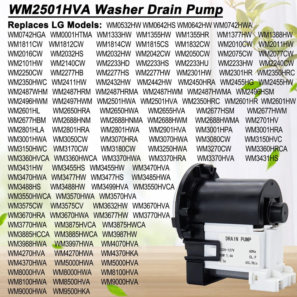 WM2501HVA WM3470HVA WM8100HVA WM8000HVA WM8000HWA Washer Drain Pump for LG