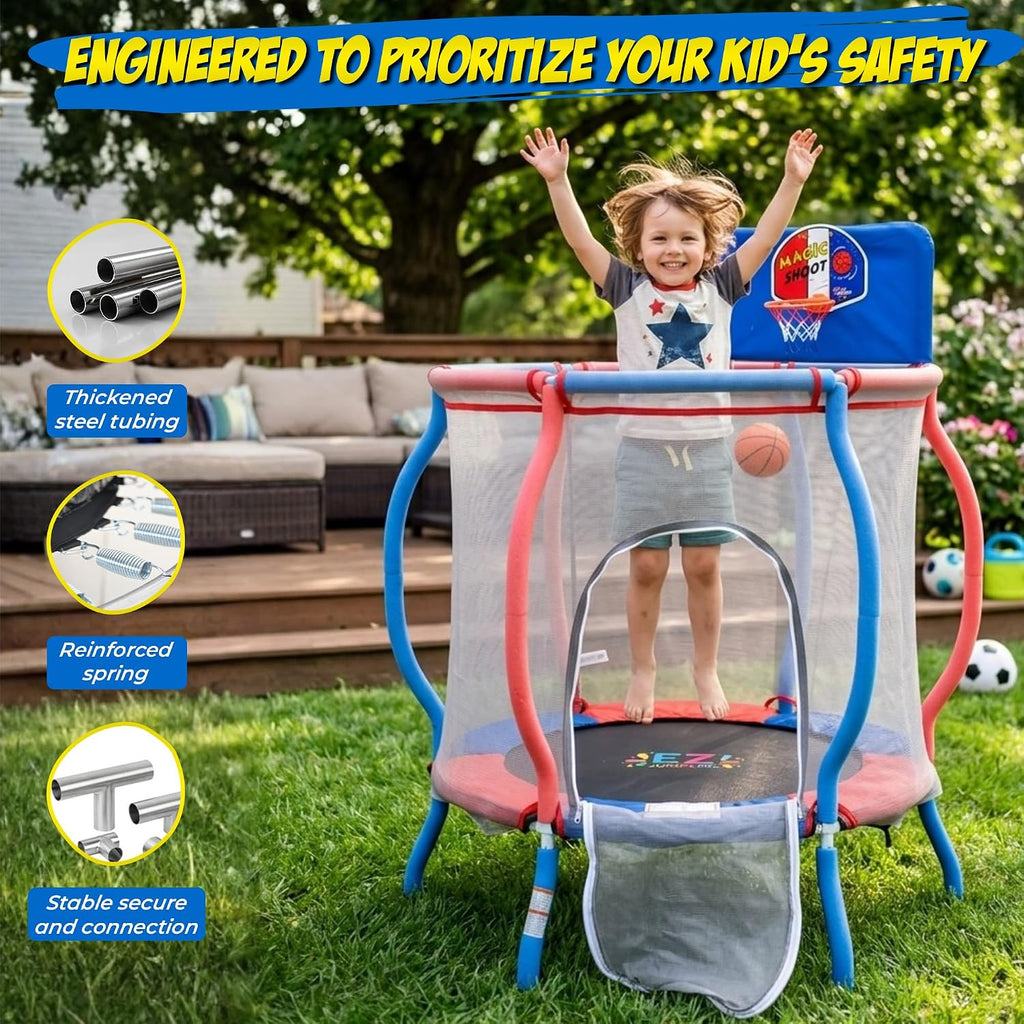 48'' Mini Trampoline with Net - ASTM Approved, 40'' Trampoline for Kids 3-6 Age - Durable 3ft/4ft Trampoline Toddler