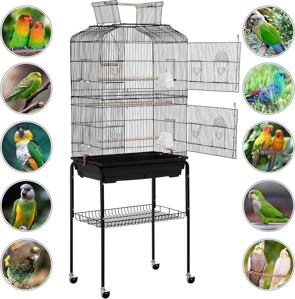 67.5inch Height Extra Large Bird Cage Cockatiel Cage Metal Parrot Cage w/Slide-Out Tray & Feeders & Detachable