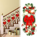 4 Pcs 19.7 Inches Light up Christmas Stair Swags LED Prelit Teardrop Swag Norfolk Pine Garland Artificial Stairs