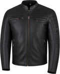 REVOLT Men's Motorcycle Jacket, Natural Buffalo Leather, CE Armor - Ventilation, Cruiser Motorbiker Touring Biker