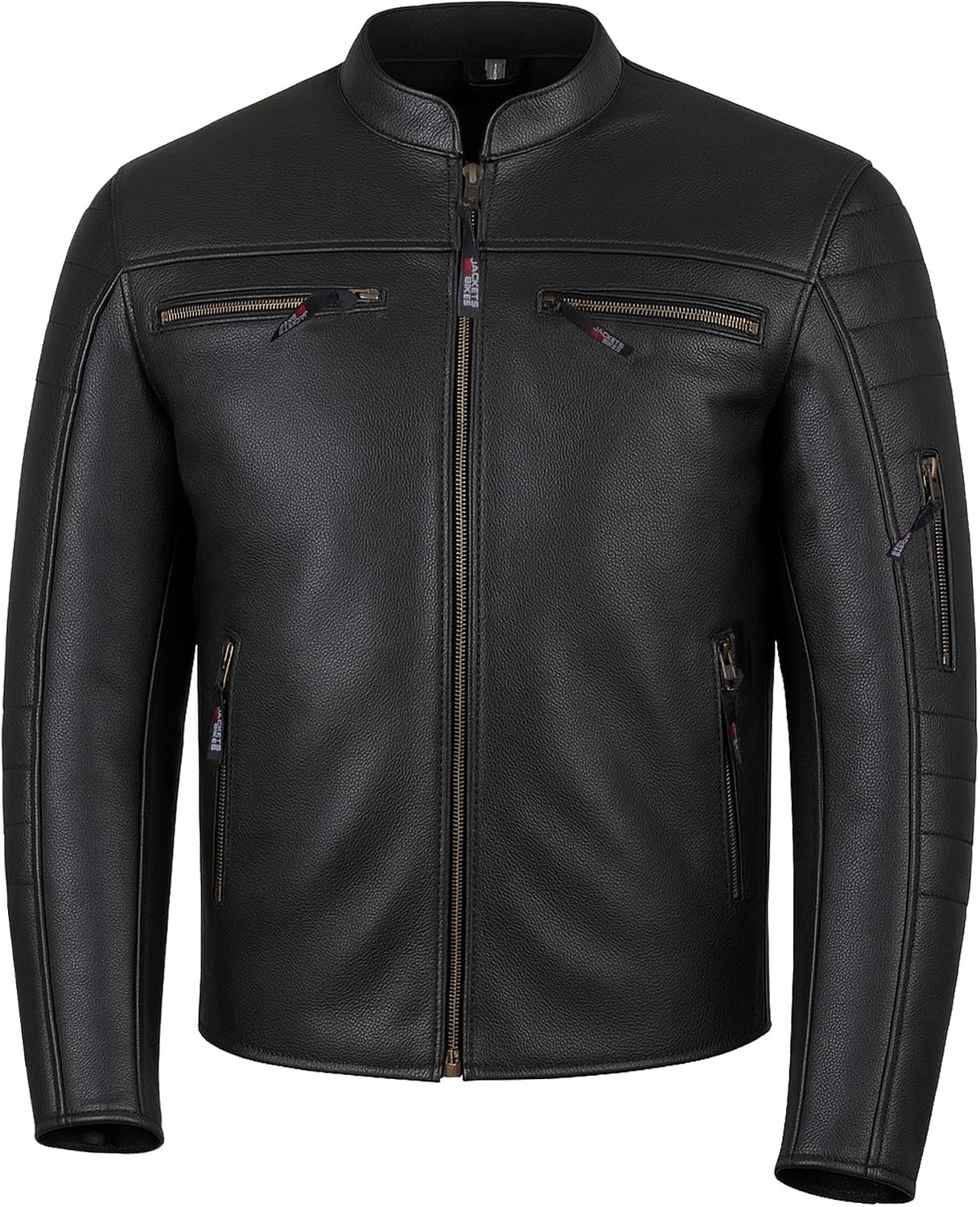 REVOLT Men's Motorcycle Jacket, Natural Buffalo Leather, CE Armor - Ventilation, Cruiser Motorbiker Touring Biker