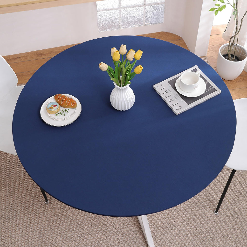 Round Elastic Fitted Tablecloth for 45"-56" Tables, Navy