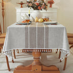 Linen Textured Tablecloth Rectangle,Farmhouse Table Cloth