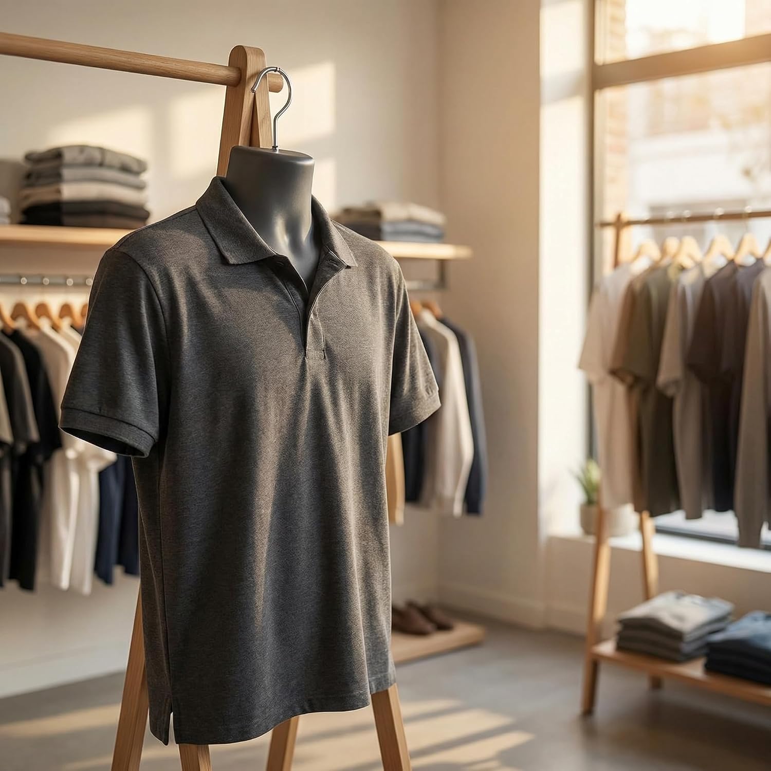 Black Male Mannequin Torso Hollow Back Body Stackable Dress Form with Hanging Hooks for Tshirt Display, Countertop