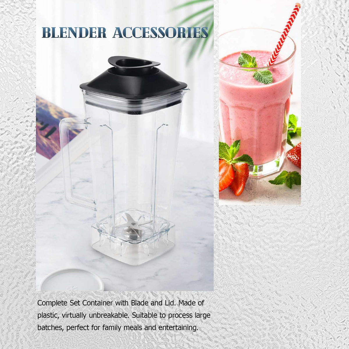 Kqcibz Spare Jug for Blender Replacement Part Transparent 2L Capacity Blender Spare Compatible for SILVER Blender