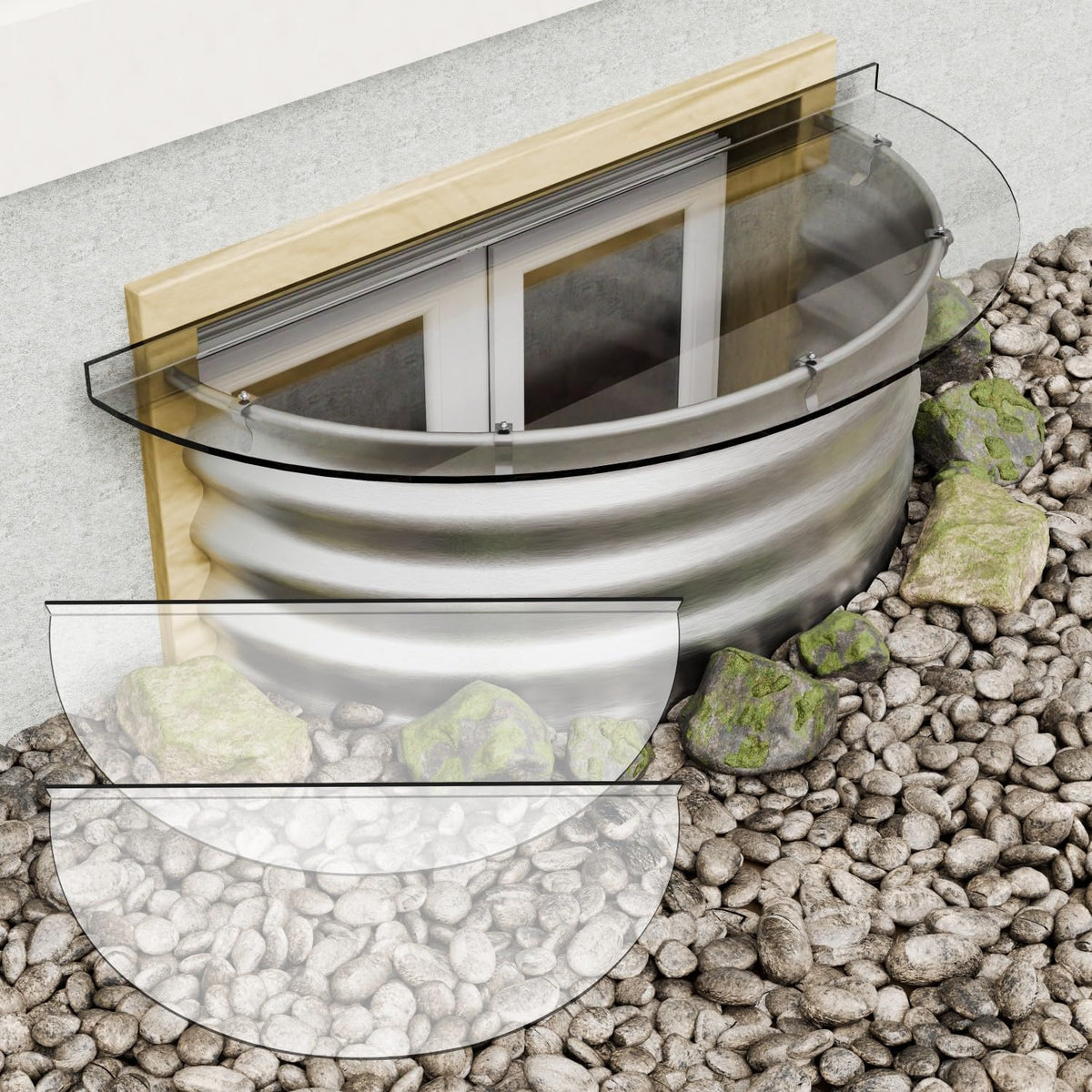 2-Pack Window Well Cover Outside 39" X 16", Clear Polycarbonate Basement/Egress Window Well Cover, All-Weather