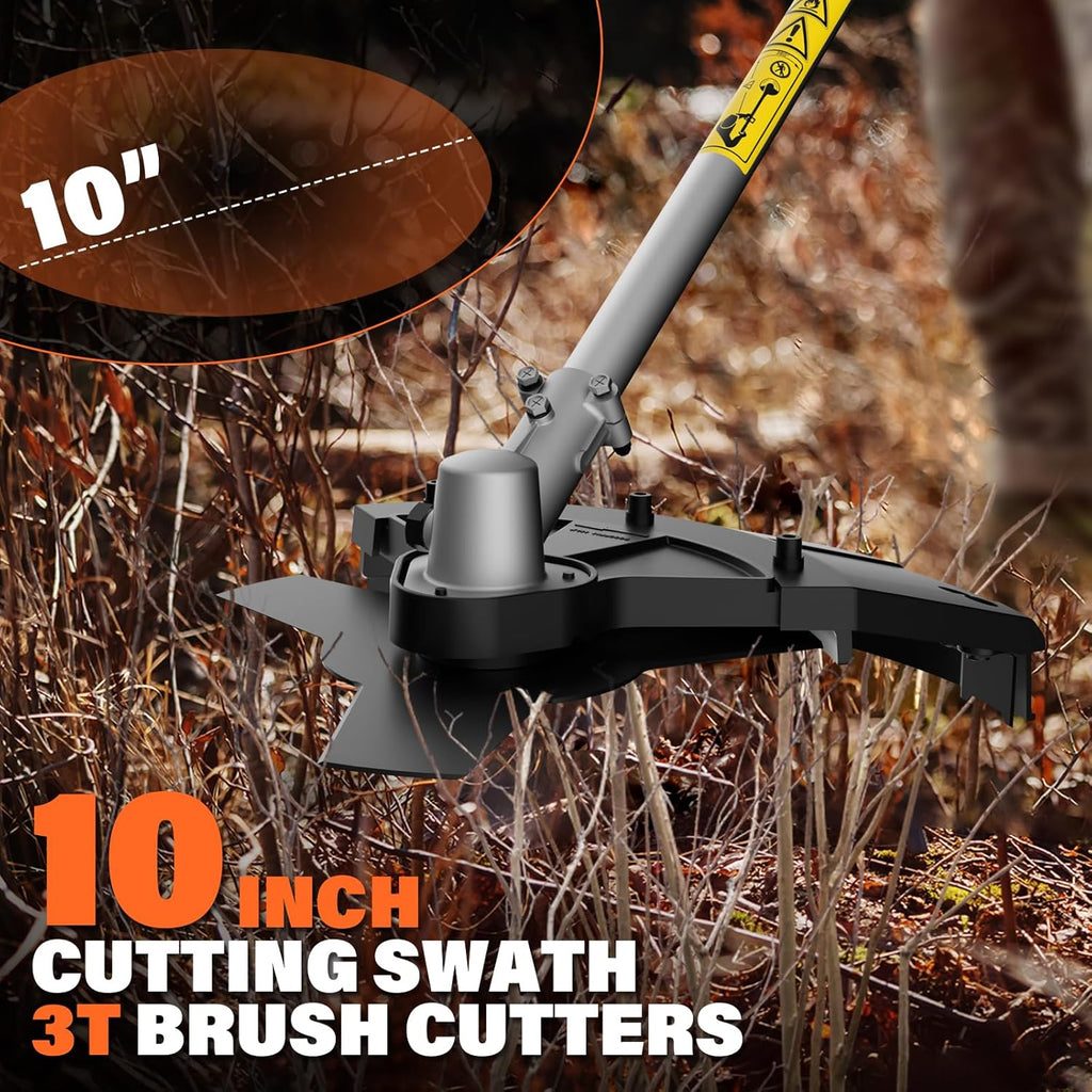 26cc Gas Weed Wacker & Brush Cutter for Mowing lawns and shrubs | String Trimmer 17-Inch with 10-Inch Brush Cutter