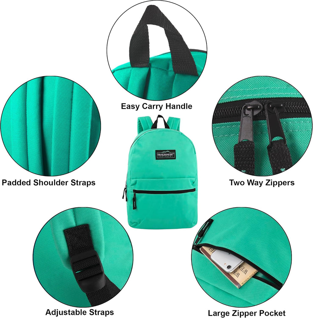 Classic 17 inch Backpacks with Adjustable Padded Straps | School Backpacks for Girls, Boys (Aqua)