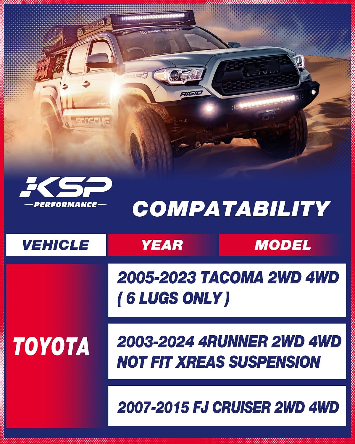 KSP 1.5" Front Leveling Kit for Toyota Tacoma Lift, 1.5 inch Front Lift Spacer for Toyota Tacoma 2005-2023 4Runner 2003-2024 FJ Cruiser 2007-2015, 1.5in Suspension Level Kit Aluminum Strut Spacers