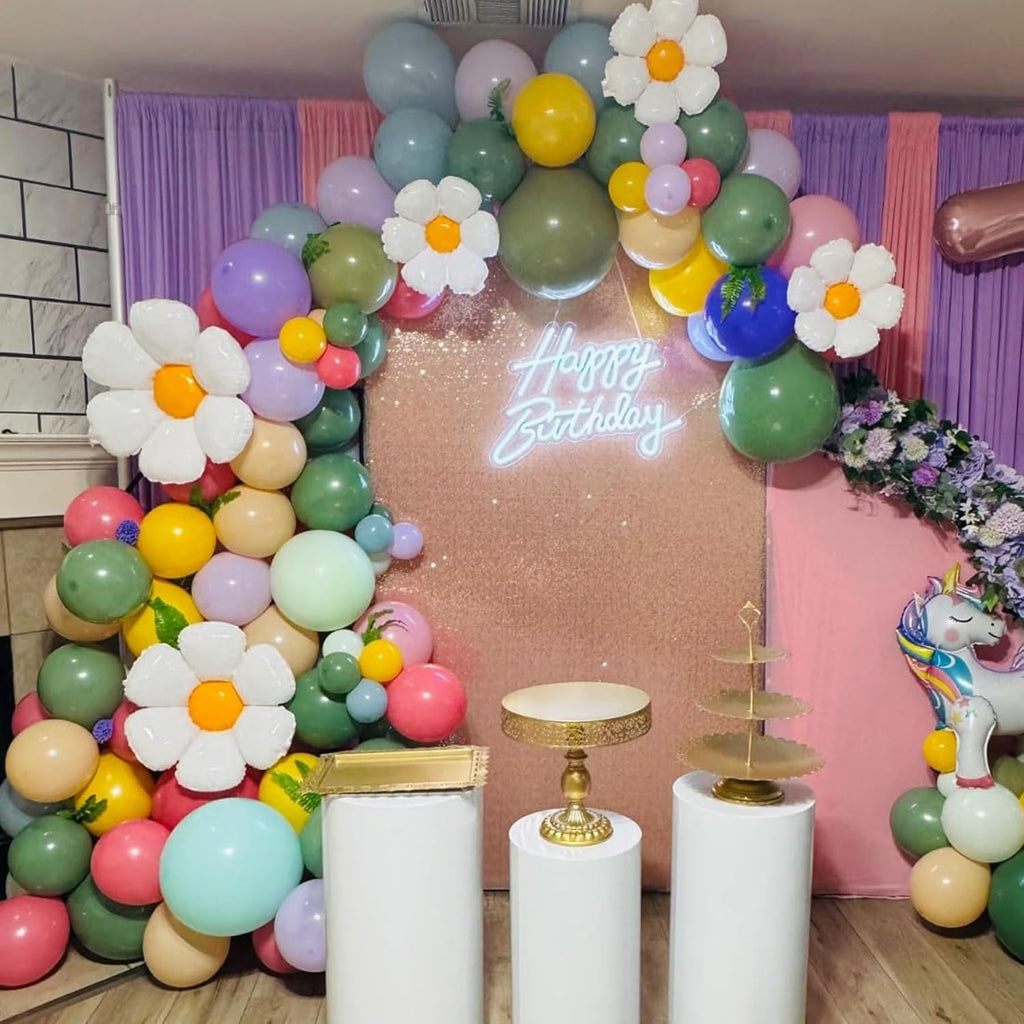 Daisy Flower Balloon Arch Kit Pink and Green Yellow WildFlower Balloons for Wild Flower Baby in Bloom Baby Shower