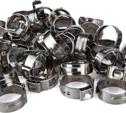 3/4, 100Pcs PEX Cinch Ear Hose Clamps, High Strength 304 Stainless Steel PEX Tubing Cinch Ring for PEX-b Tubing Pipe Fittings