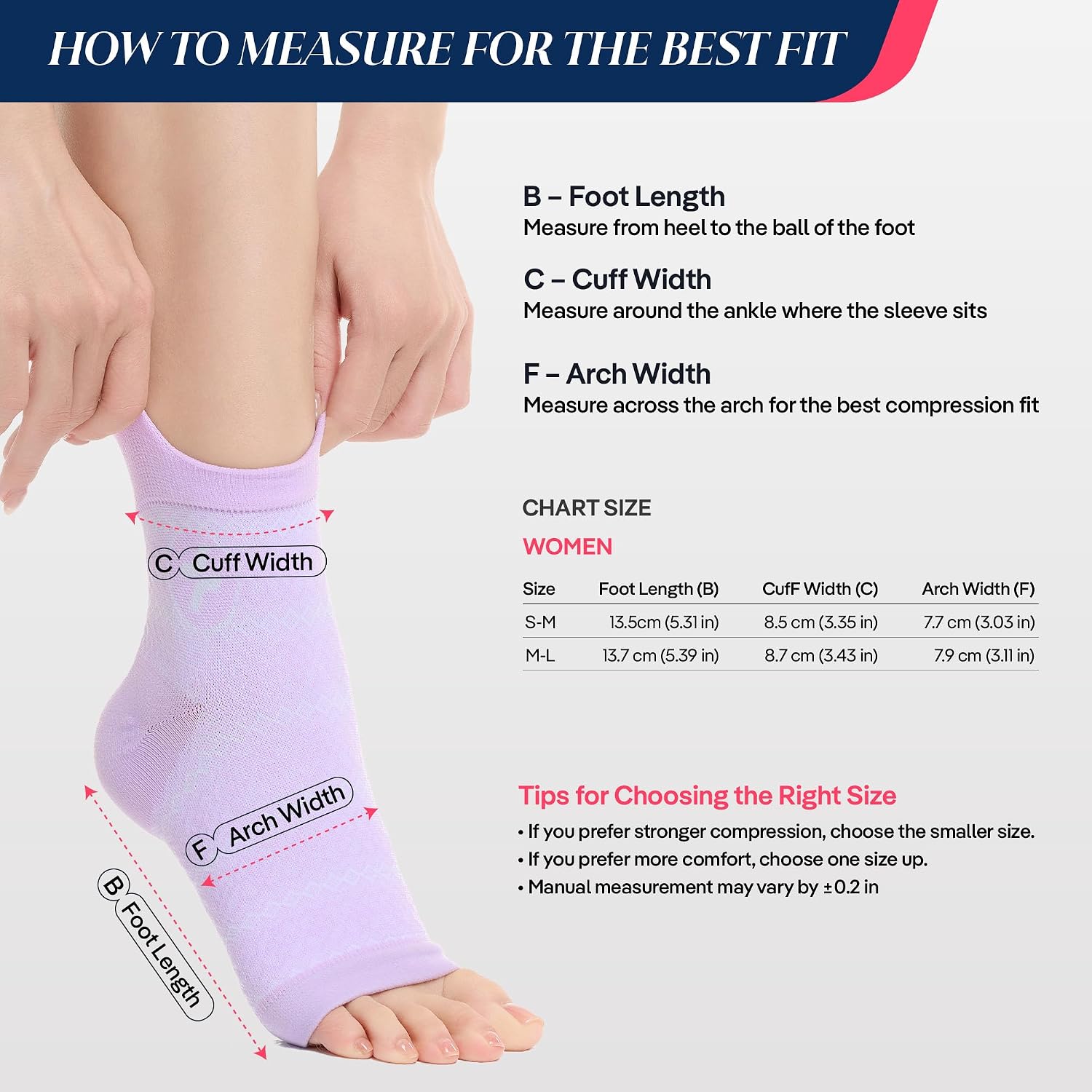 Ankle Support Light Compression Socks for Women and Men, Toeless Arch Support Sleeve for Running, Walking, Workout