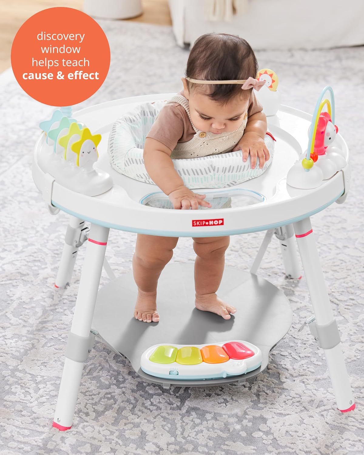 Skip Hop Baby Activity Center: Interactive Play Center with 3-Stage Grow-with-Me Functionality, 4mo+, Silver Lining