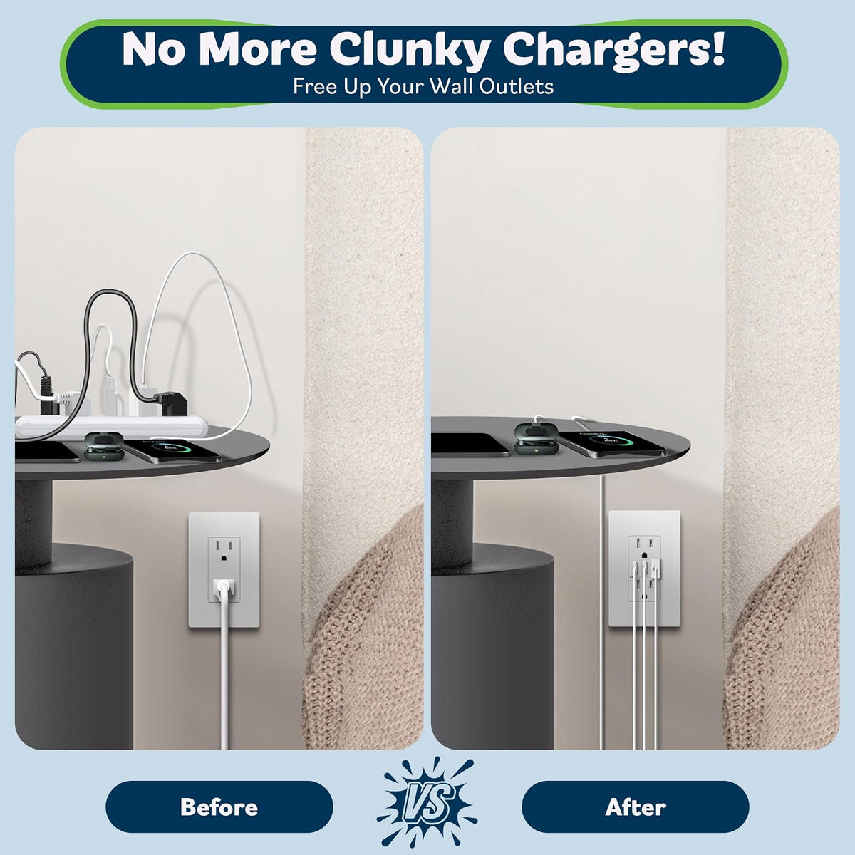 TOPGREENER 4.2A Dual Type C&A USB Wall Outlet, Charging Power Receptacle