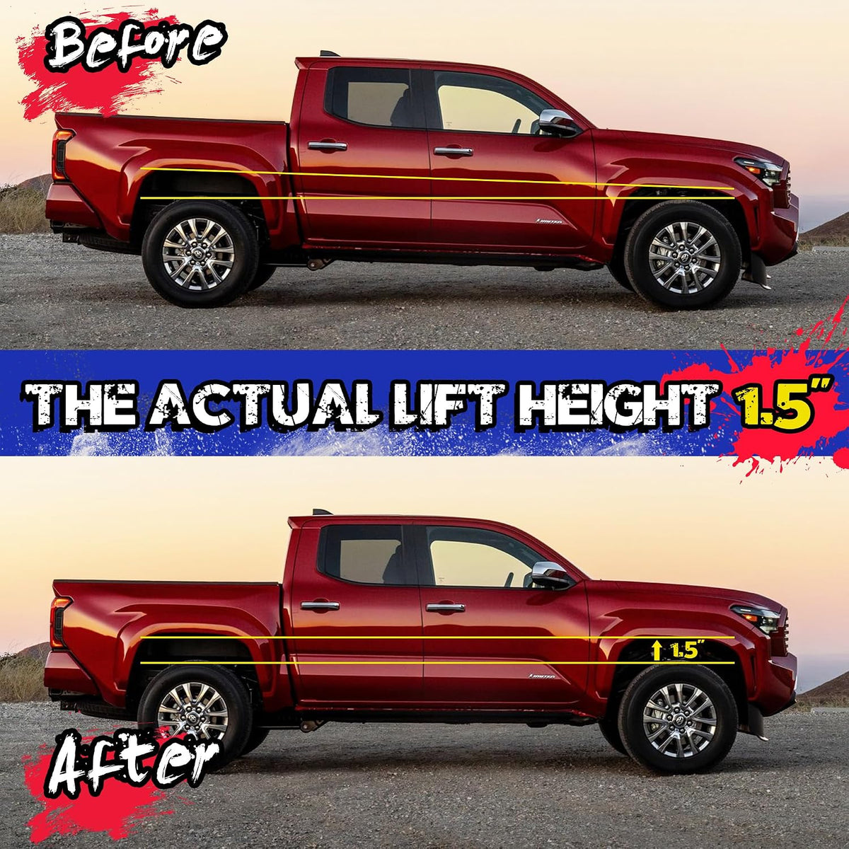 KSP 1.5" Front Leveling kit for 2024+ Tacoma, 2025+ 4runner, 2024+ land cruiser 250, 1.5 Inch Aluminum Strut Spacer Level Kits Compatible With Toyota, 1.5in Chassis Suspension Leveling Lift Spacer